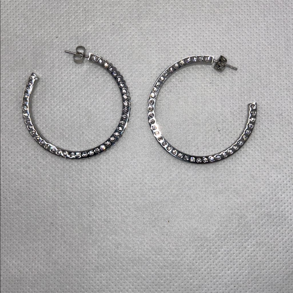 Nwot Rhinestone Studded Hypoallergenic Stainless Steel Earrings By Designer Dsmk